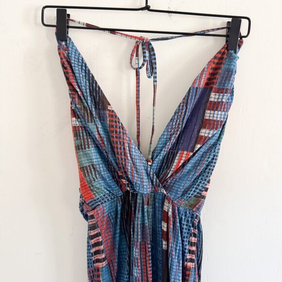 10 Crosby Derek Lam Blue Geometric Printed Halter Maxi Dress 4 - Picture 3 of 8